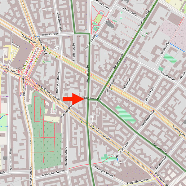 Lageplan: Donaustraße/Reuterstraße