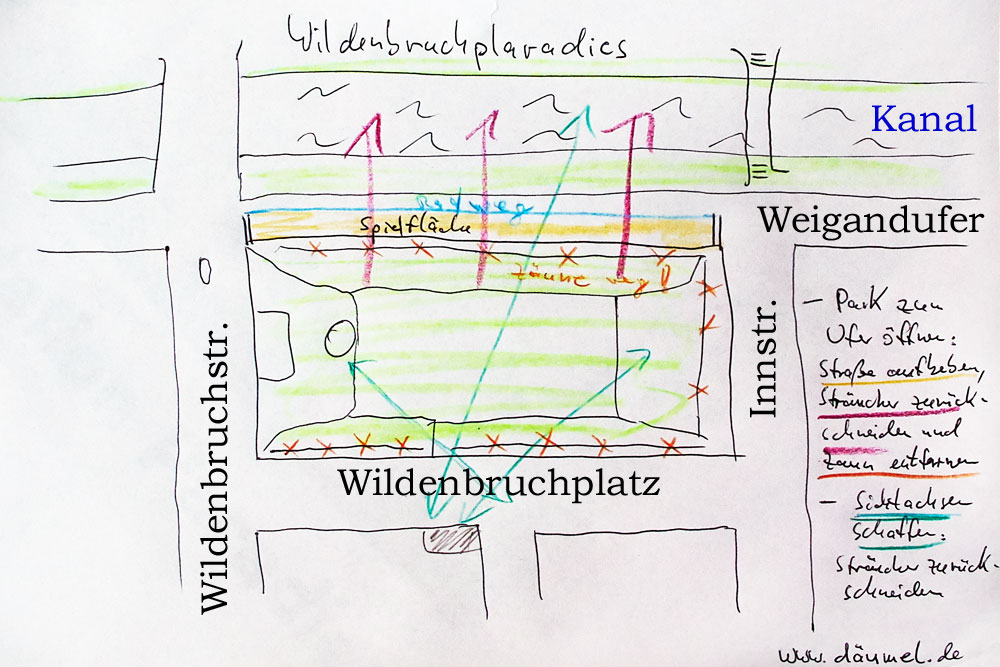 Grafik: Handskizze Wildenbruchplatz. 